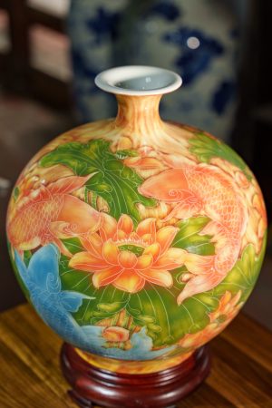 Bình Hút Lộc Sen Cá Vẽ Tay 3D