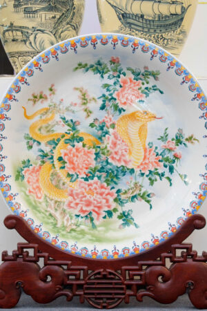 Đĩa Vuốt Tay Xà Nghinh Khai Phú Quý 75cm | Gốm Men Màu 3D Cao Cấp